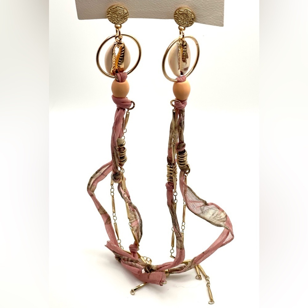 NWT Free People Pink Gold Bridge Dangle Earrings